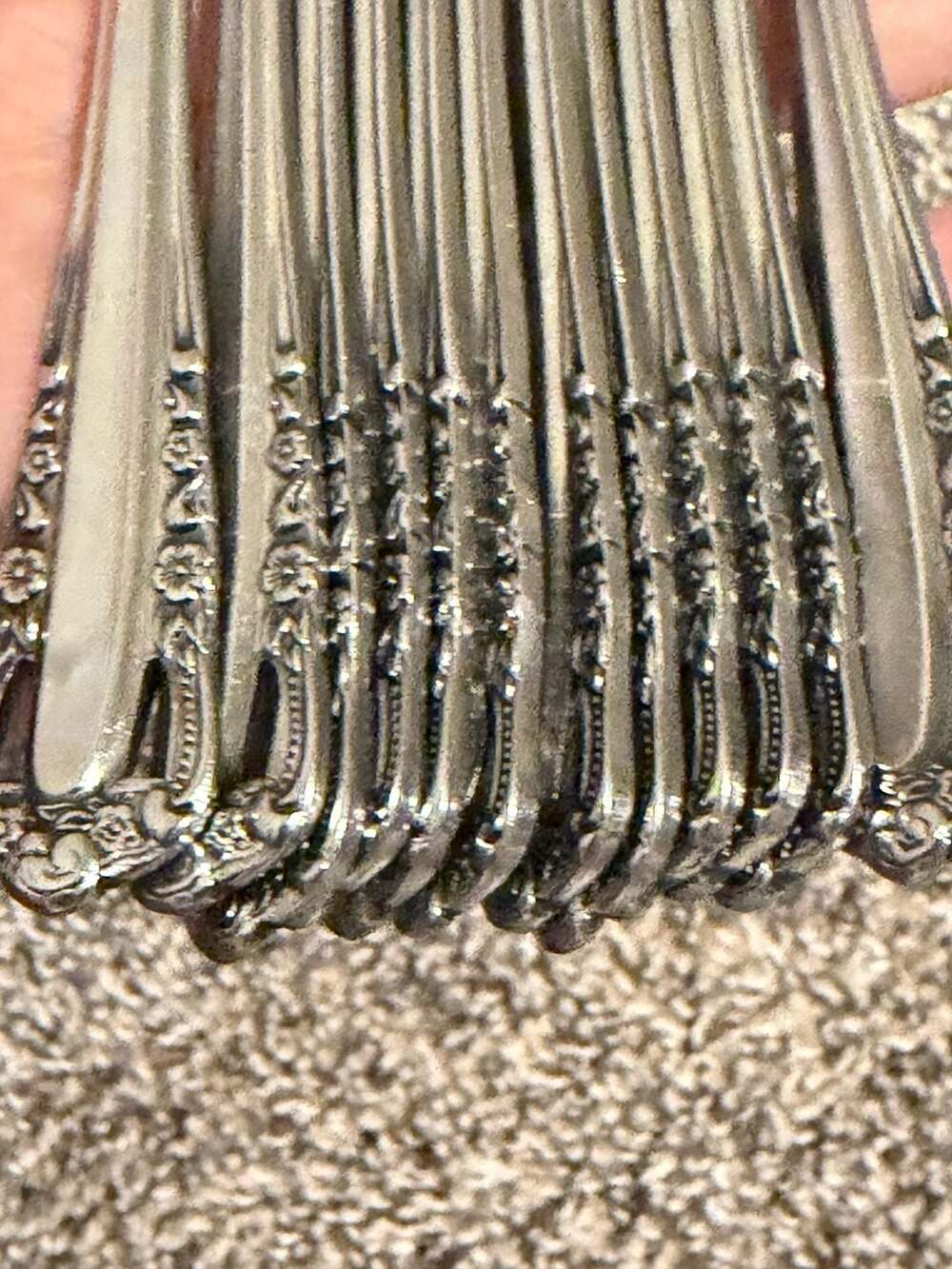 Set of 12 Interpur Stainless Steel Floral Pattern Teaspoons Japan